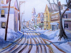 Commercial Street After a Storm  Oil on panel 16x20